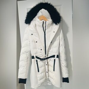 Women’s Michael Kors Faux Trim Hooded Belted Puffer Coat